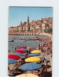 Postcard Vue générale et une partie de la plage, Menton, France