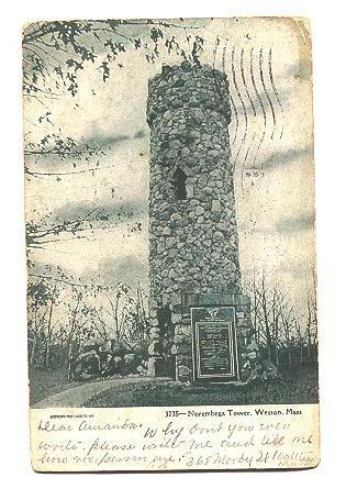 Norembega Tower, Weston, Massachusetts, Used 1906 Flag Cancel