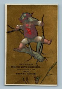 1880's Brown's Jamaica Ginger Quack Medicine Fairy Riding On Grasshopper P159