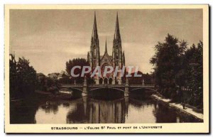 Old Postcard Strasbourg L & # 39Eglise St Paul Bridge L & # 39Universite