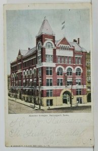 Davenport Iowa Masonic Temple 1906 udb Postcard M15