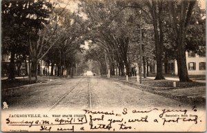 Vtg Jacksonville Illinois IL West State Street View 1906 Raphael Tuck Postcard