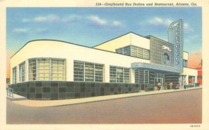 Atlanta Georgia Greyhound Bus Station & Restaurant Art Deco Linen Postcard 