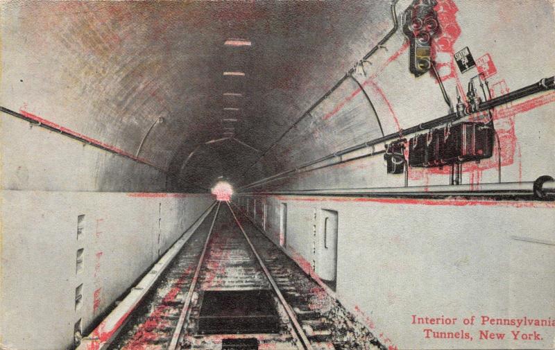 INTERIOR OF PENNSYLVANIA TUNNELS-NEW YORK CITY POSTCARD 1910s