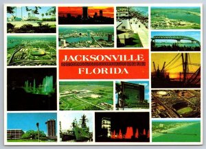 Jacksonville And Jacksonville Beach Florida, Chrome Multiview Postcard, 16 Views