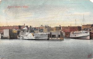 Boston Massachusetts~Rowe's Wharf~Gen Lincoln Paddle Steamer~1908 Postcard