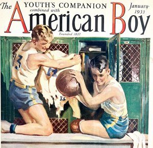 Boys In Basketball Locker Room 1933 Lithograph American Boy Cover DWCC12