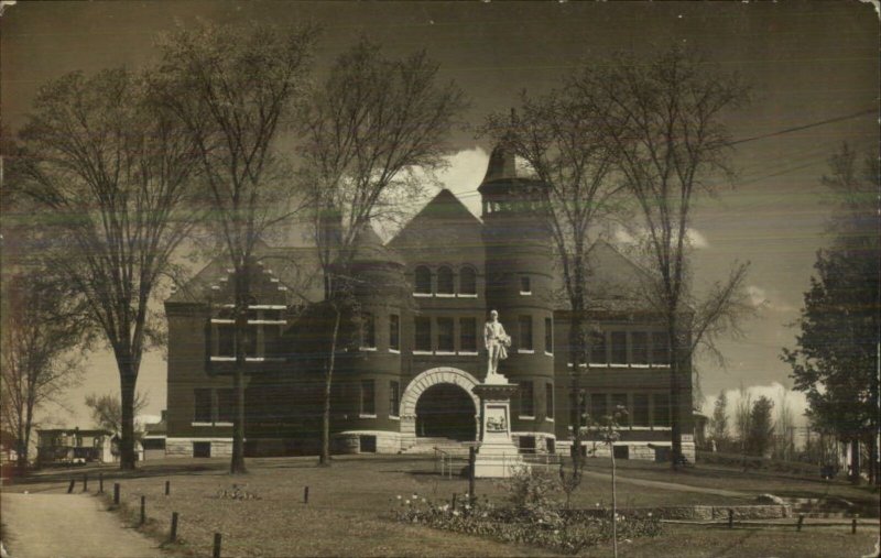 Barre VT School & Monument c1910 Real Photo Postcard