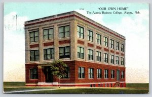 Aurora Nebraska~The Aurora Business College~Corner View~1909 Postcard
