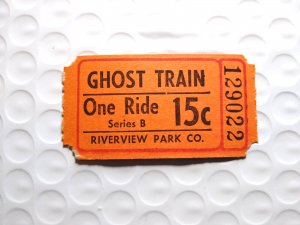 Ghost Train Ride Riverview Park Chicago Amusement Park Ticket Stub Unused 1950s