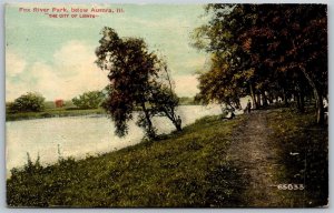 Vtg Aurora Illinois IL Fox River Park 1910s View Old Postcard