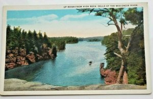 Vintage Postcard Up River from High Rock Dells of the Wisconsin River