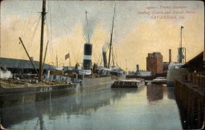 Savannah Georgia GA Tramp Steamers Steamships c1910 Vintage Postcard