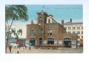 LP86  Akron, Ohio, OH, Postcard, Central First Station.