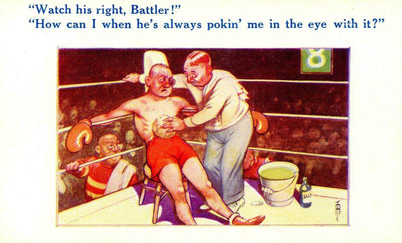 Humor - Watch his right (Boxer).   Artist: Arnold Taylor