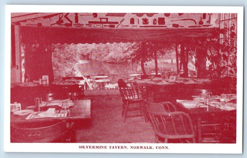 Norwalk Connecticut Postcard Silvermine Tavern Millpond Restaurant c1940 Vintage