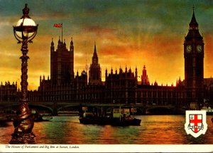 England London Houses Of Parliament and Big Ben At Sunset 1982