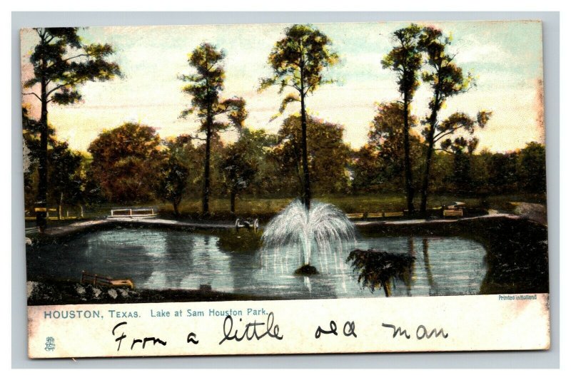 Vintage 1907 Raphael Tuck Postcard Lake at Sam Houston Park Houston Texas