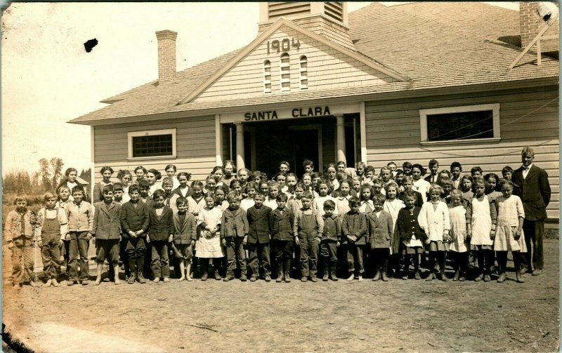 Vtg Postcard 1904-18 AZO RPPC - Santa Clara Grade School Group Photo California
