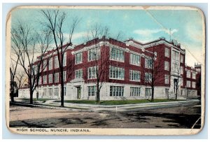 c1910 High School Exterior Building Muncie Indiana IN Vintage Antique Postcard