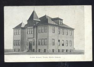 PERTH NORTH DAKOTA PUBLIC SCHOOL BUILDING VINTAGE POSTCARD ND BROWNSVILLE