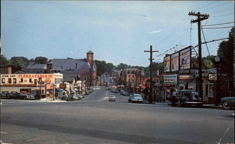 Weymouth Landing Massachusetts MA Street Scene Classic Cars Vintage Postcard