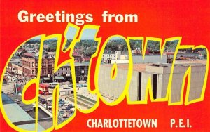 CHARLOTTETOWN Prince Edward Island Large Letter Greetings '60s Vintage Postcard