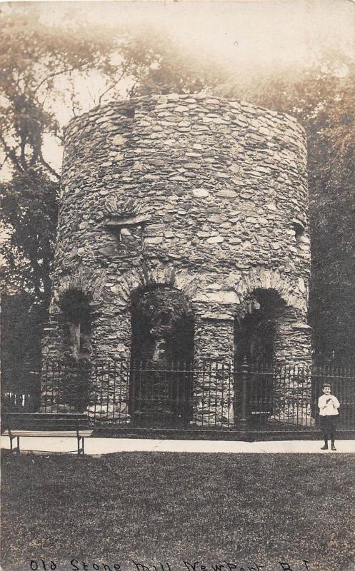 D73/ Newport Rhode Island RI RPPC Postcard c1910 Old Stone Mill Child