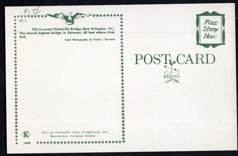 Vermont Old Covered Chiselville Bridge (East Arlington) Chrome