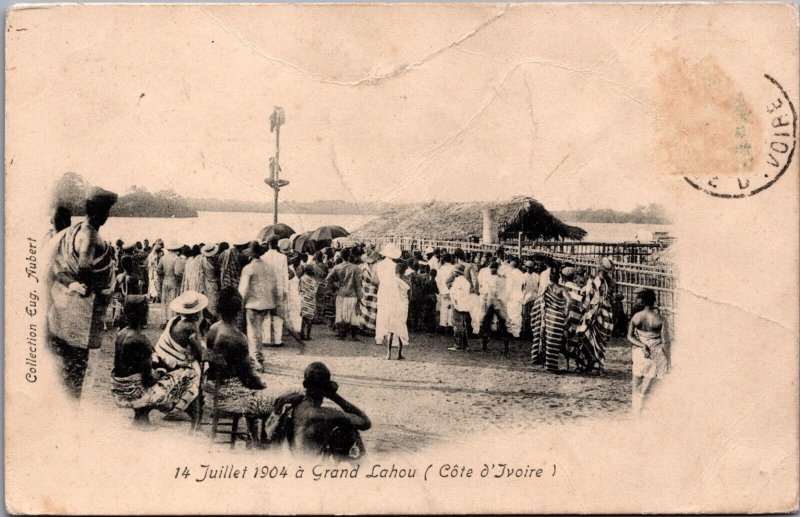 Ivory Coast 14 Juillet 1904 Grand Lahou Cote d'Ivoire Vintage Postcard C119