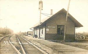 North Leeds ME Railroad Station Train Depot Real Photo Postcard