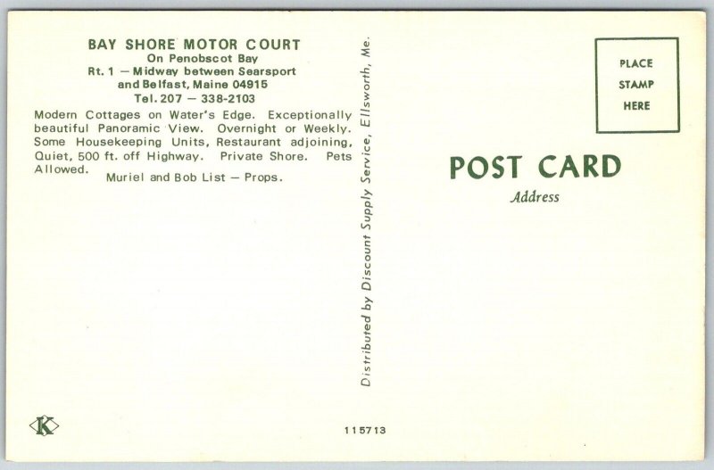 Belfast Maine 1960s Postcard Multiview Bay Shore Motor Court Motel