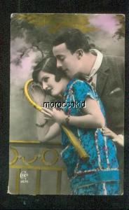 BELGIUM RPPC CEKO 1475 ACTOR & ACTRESS ? w TENNIS RACQUET