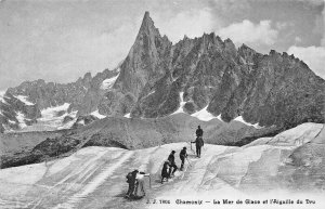 FRANCE~CHAMONIX~la MER de GLACE et l'AIGUILLE du DRU~JULLIEN PHOTO POSTCARD