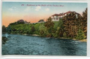 Homes on Bluffs of Truckee River Nevada 1910c postcard