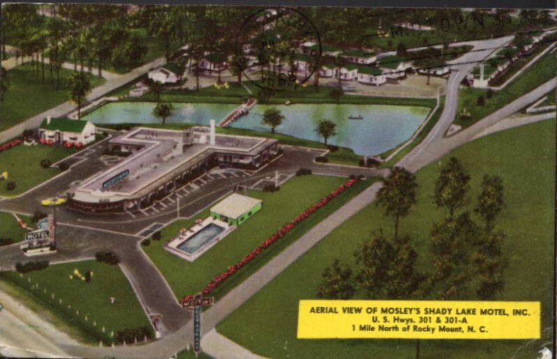 NC ROCKY MOUNT Mosley's Shady Lake Motel U.S. Hwys 301 & 301A - pm1968 - Chrome