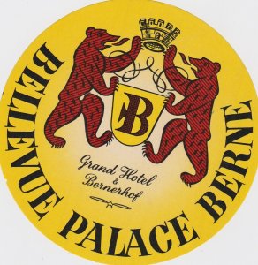 Switzerland Berne Hotel Bellevue Palace Vintage Luggage Label lbl1008