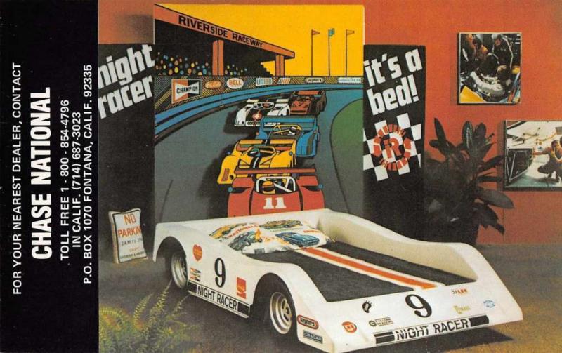 Fontana California Chase National Race Car Bed Advertising Postcard J46201