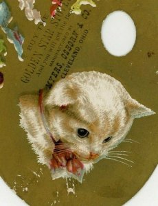 1880s-90s Die-Cut Myers Osborn & Co. Golden Star Stoves Adorable White Cat P207