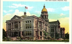 c1935 CHEYENNE WYOMING STATE CAPITOL BUILDING LINEN POSTCARD 41-118