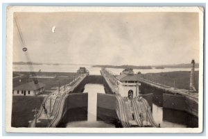 c1910's View Of Canal Locks Lighthouse Panama Antique RPPC Photo Postcard 