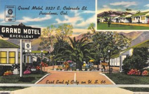 Pasadena, California GRAND MOTEL Roadside ROUTE 66 Linen 1951 Vintage Postcard