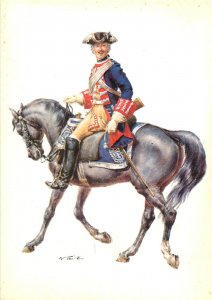 1960's Postcard Wolfgang Tritt Naples 1750 Cavalry Officer Hesse Darmstadt