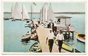 Belmar NJ Buhler's Boat Landing Busy Scene Postcard