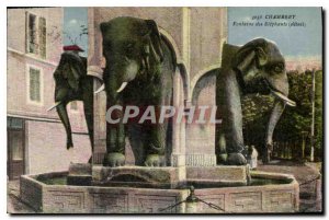 Old Postcard Chambery Elephants Fountain detail