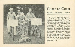 Postcard 1939 New Jersey Bicycle Cycling trip San Francisco TR24-3464