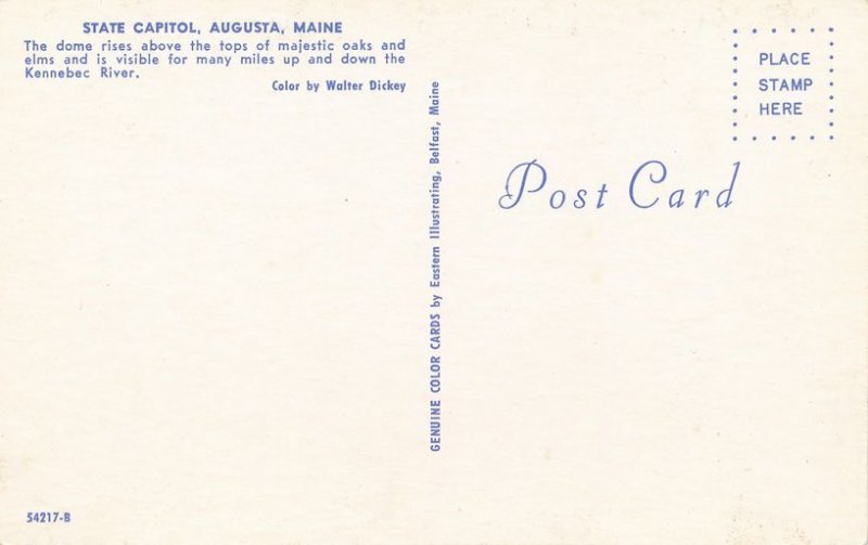 Augusta, Maine - State Capitol - Dome above Oak and Elm Trees