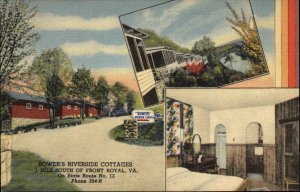 Front Royal VA Bower's Cottages Linen Multi View Postcard