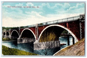 c1910 River Scene, Sixth Avenue Bridge, Des Mointes Iowa IA Postcard 