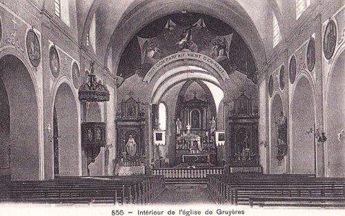 Switzerland Swiss Gruyeres Church Interior Antique Postcard